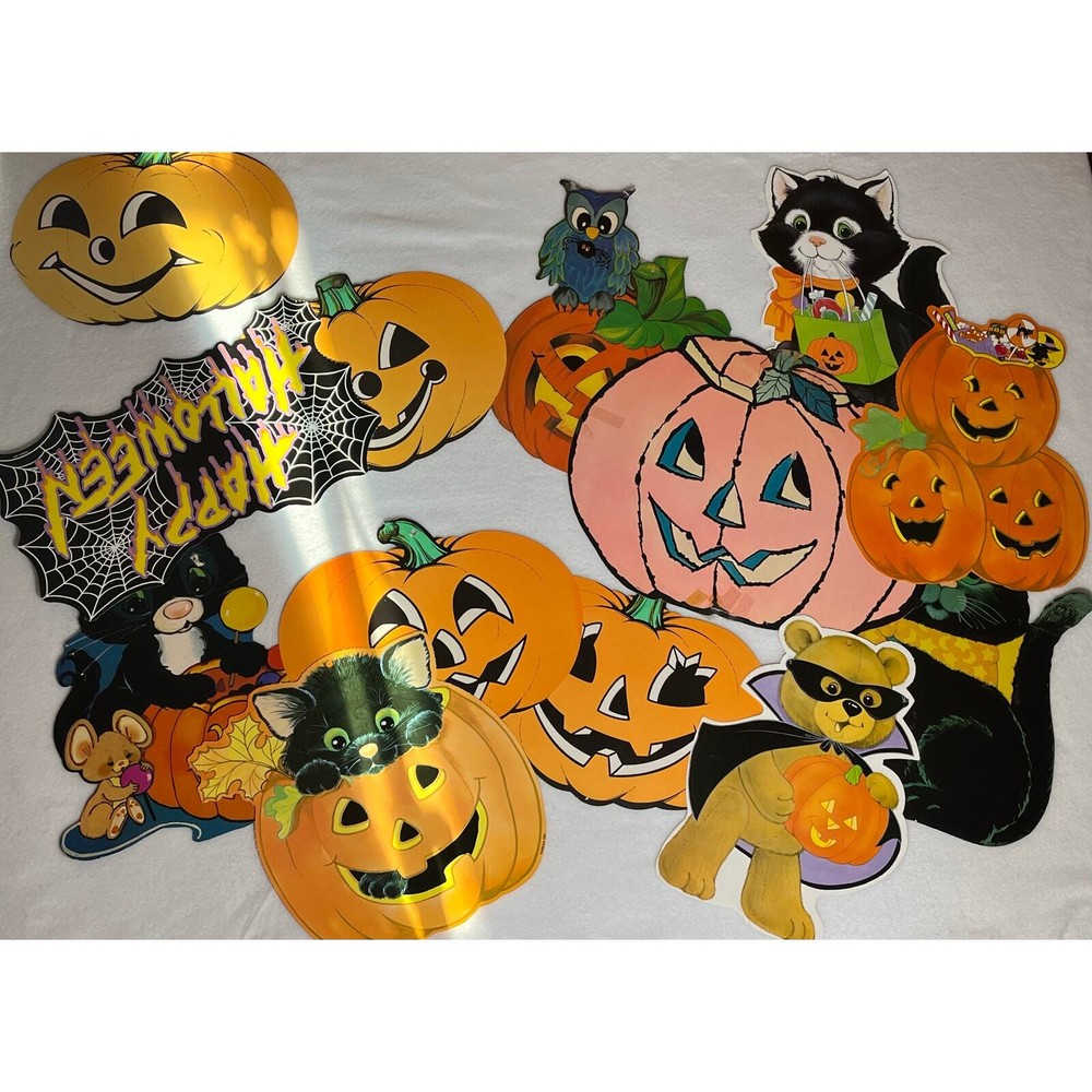 13 Vintage 1970s - 1990s Halloween Dye Cuts Used to New Cond Beistle Eureka