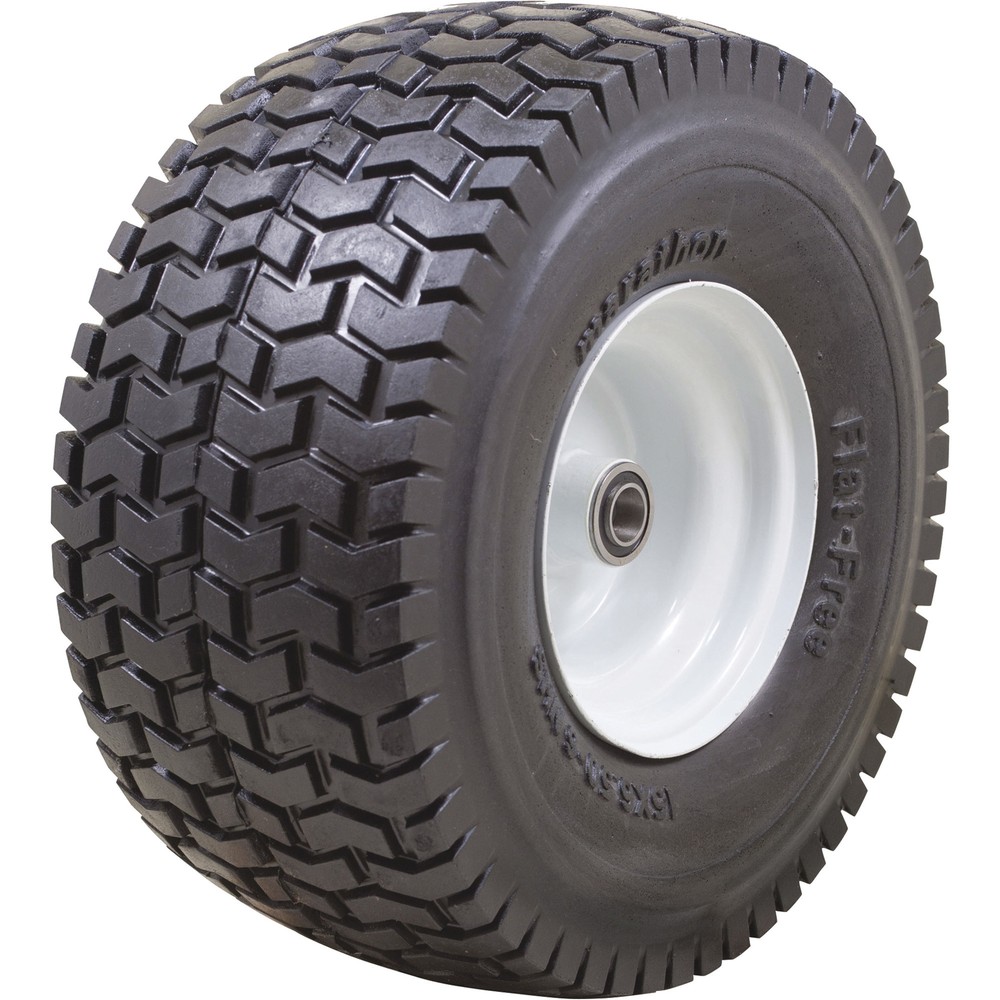 Marathon Tires Flat-Free Lawn Mower Tire, 3/4in. Bore, 15 x 6.50-6in.