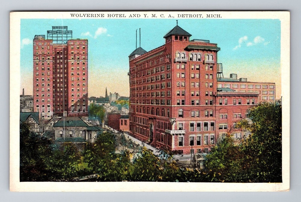 Detroit MI-Michigan, Wolverine Hotel, YMCA, Souvenir, Vintage Postcard