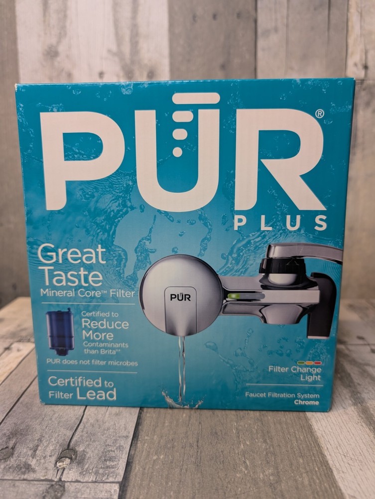 PUR PLUS Horizontal Faucet Mount Water Filtration System Chrome NEW!