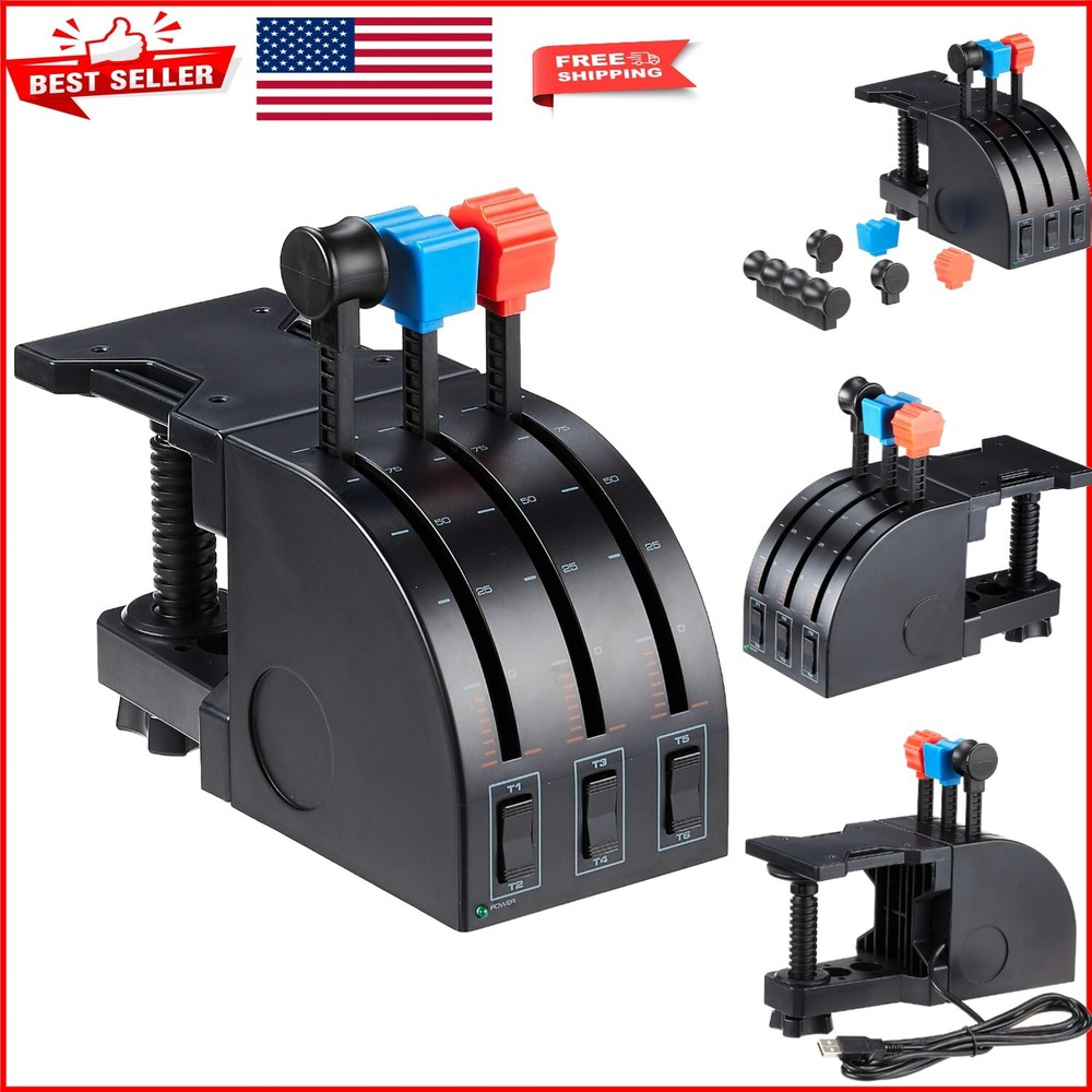 Saitek PRO Flight USB Throttle Quadrant with 3 Axis Levers for Flight Simulators