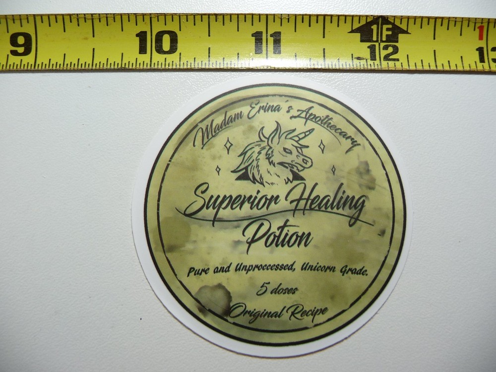 SUPERIOR HEALING POTION DECAL STICKER WITCHCRAFT POTION SPELL WITCH GOTH LABEL