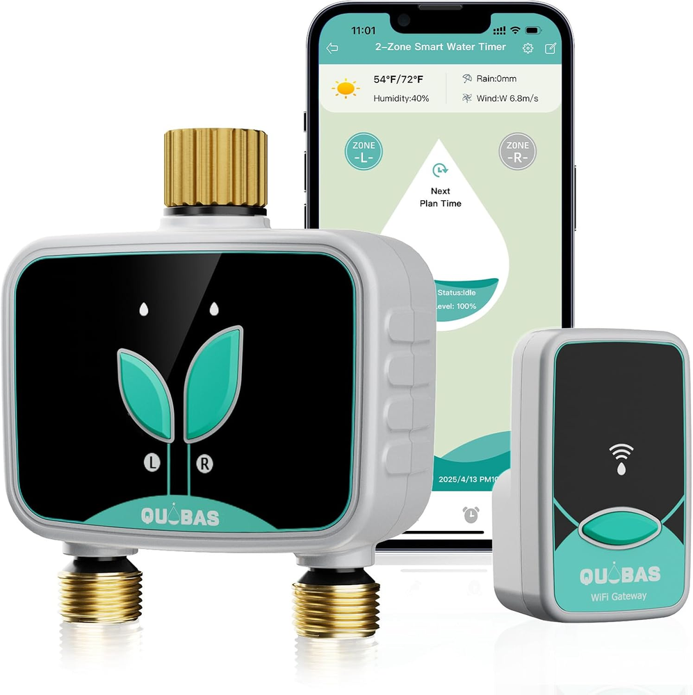 Smart 2-Zone WiFi Sprinkler Timer with Brass Inlets for Garden Irrigation