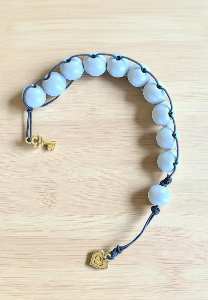 Gray Prayer Beads – Wooden, Pocket Size – Heart Charm – All Faiths