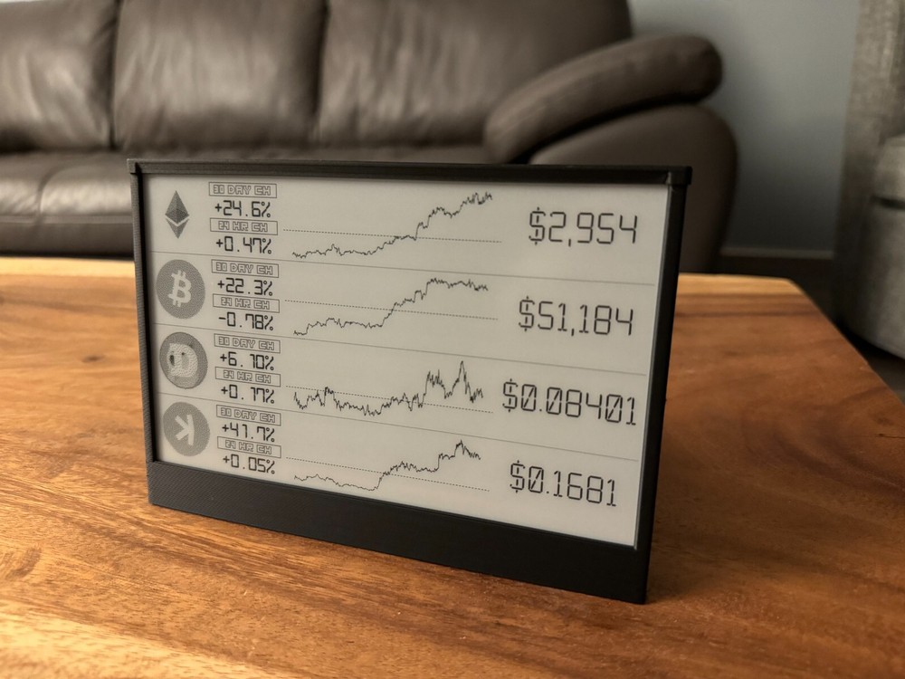 Cryptocurrency Display - Bitcoin / Alt Coin Price - ePaper Passive WiFi Monitor-image