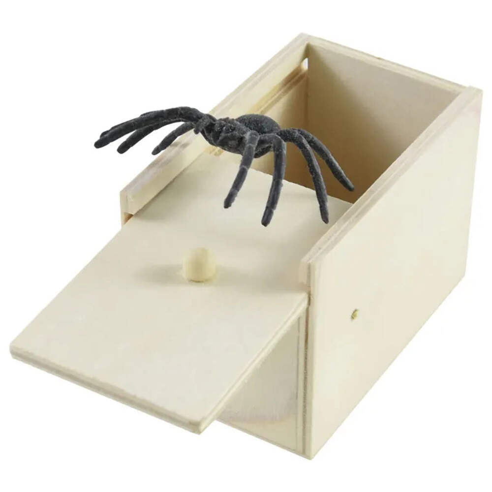 Simulation Spider With Wooden Box Kids Favors Tricky Prank Joke Toy Haunted Hous