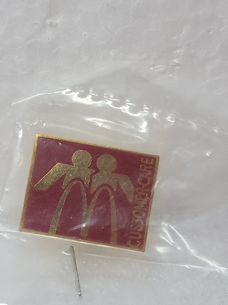 McDonalds Customer Care Enamel Lapel Pin Single Post Clutch Back Gold Toned-image