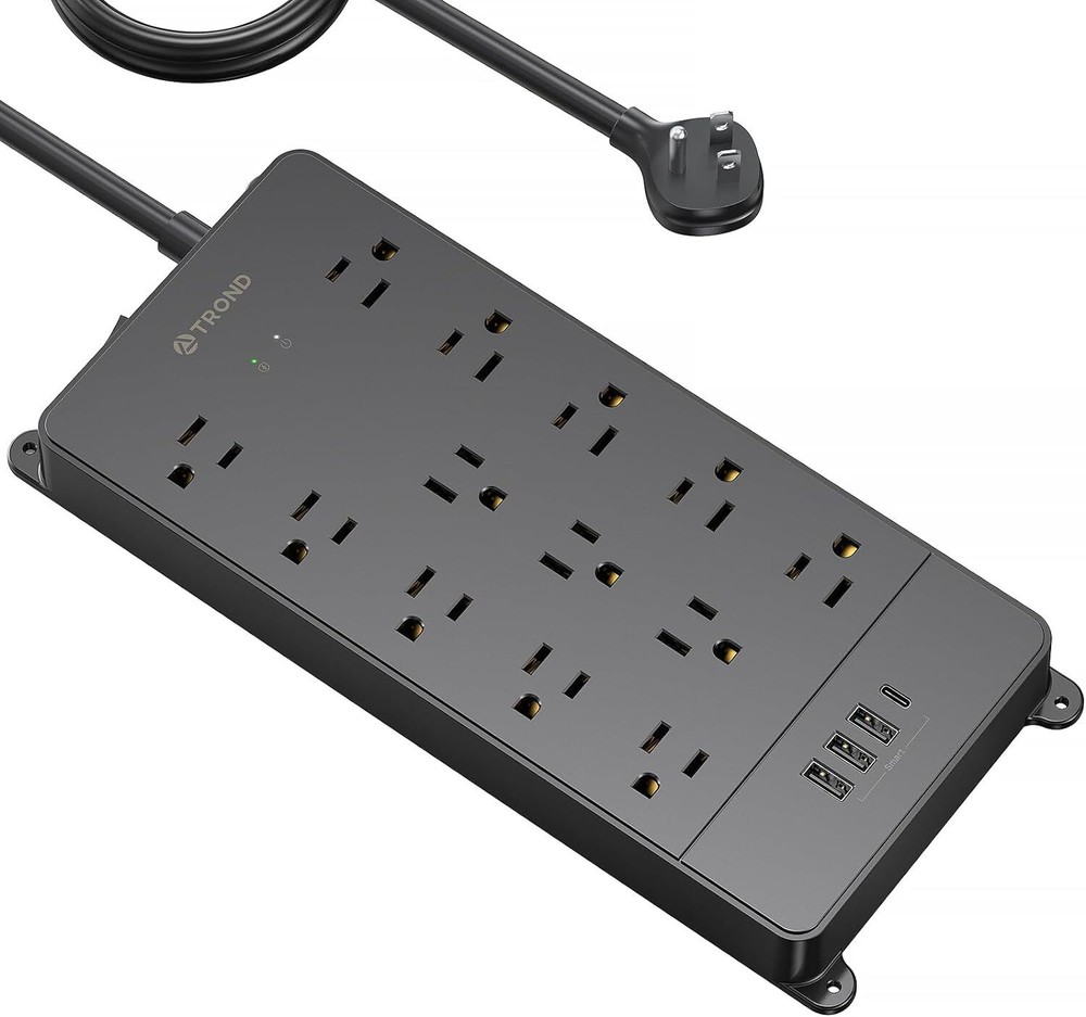 Surge Protector Power Strip 15 ft Cord - Long Extension Cord - 13 Widely-Spa.
