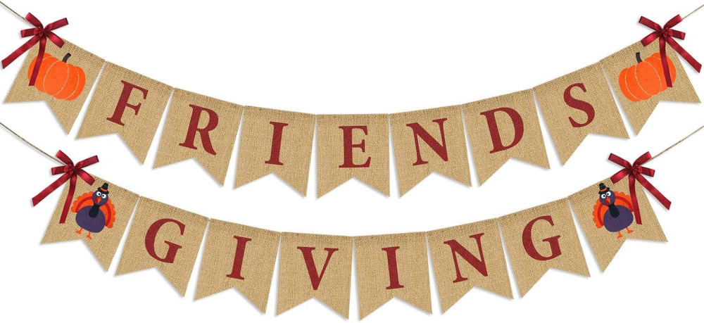 Friendsgiving Burlap Banner for Thanksgiving Table Decor