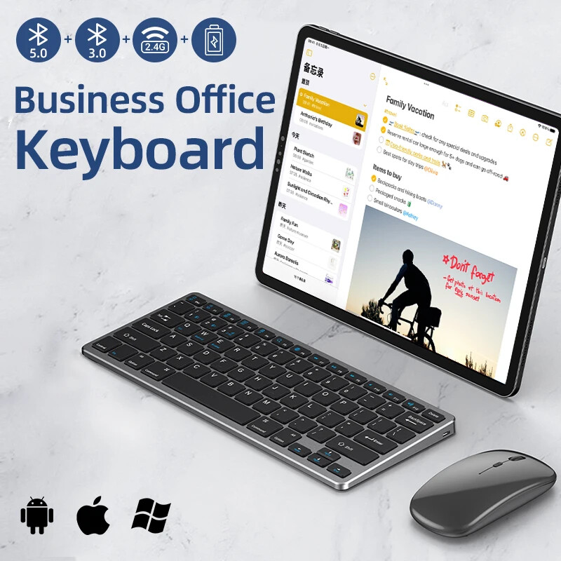 Thin Rechargeable Bluetooth Wireless Business Keyboard,5.0 Fast Typing Response