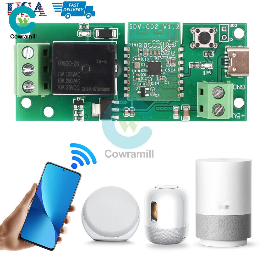 5V/7-32V Self-lock WiFi Wireless Bluetooth Smart Relay Switch Module APP Control