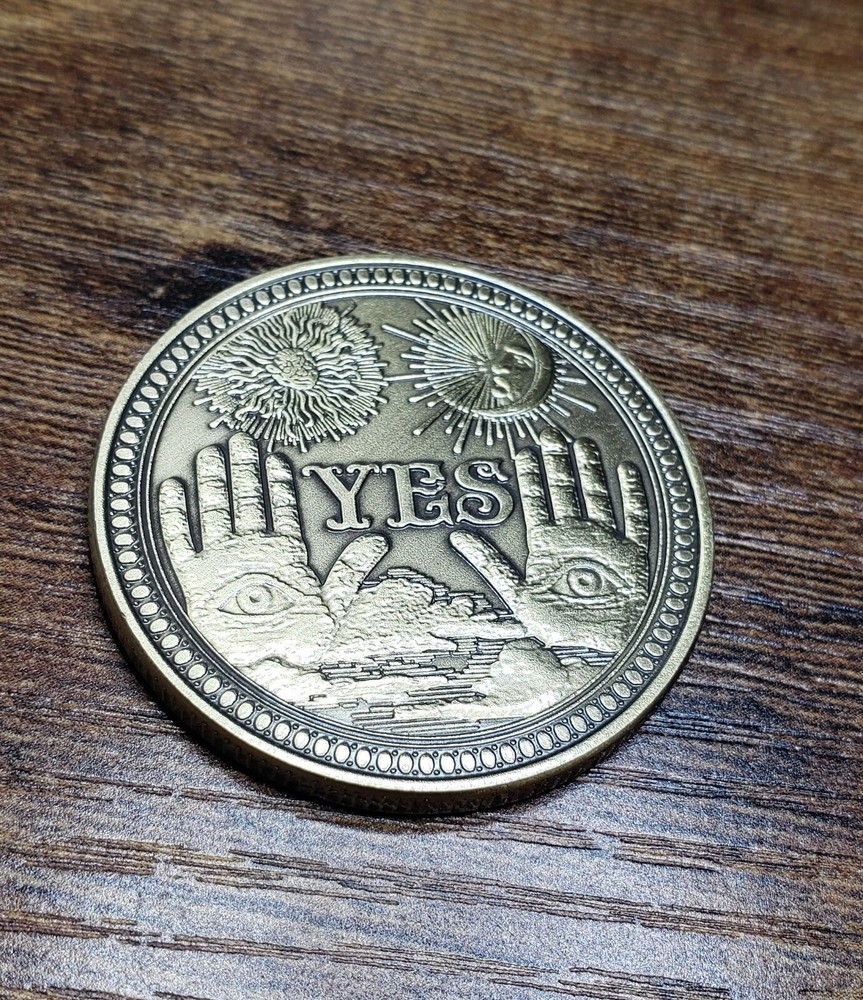 Yes or No Token Decision Coin Dark Bronze Color Angel Skeleton All Seeing Eye
