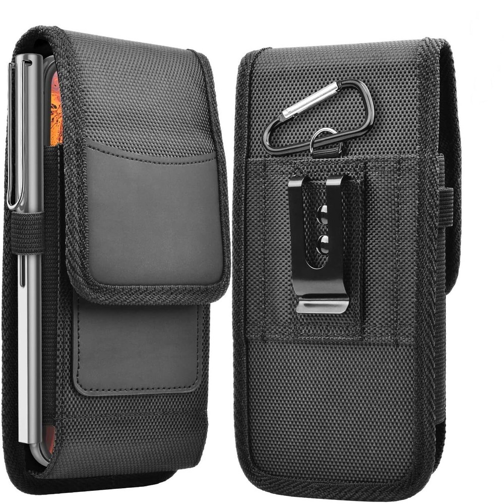 Black Vertical Cell Phone Holster Pouch Case with Belt Clip for Samsung S24 S23
