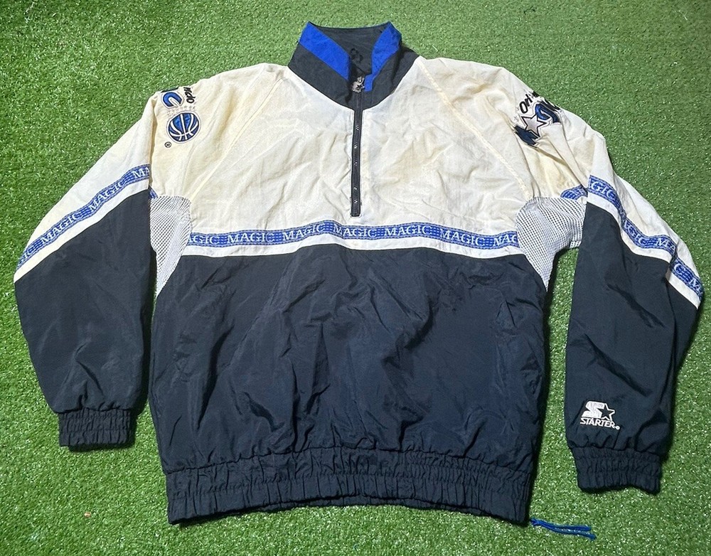 Vintage Orlando Magic Starter Jacket XL 1/4 Zip Windbreaker White Nba