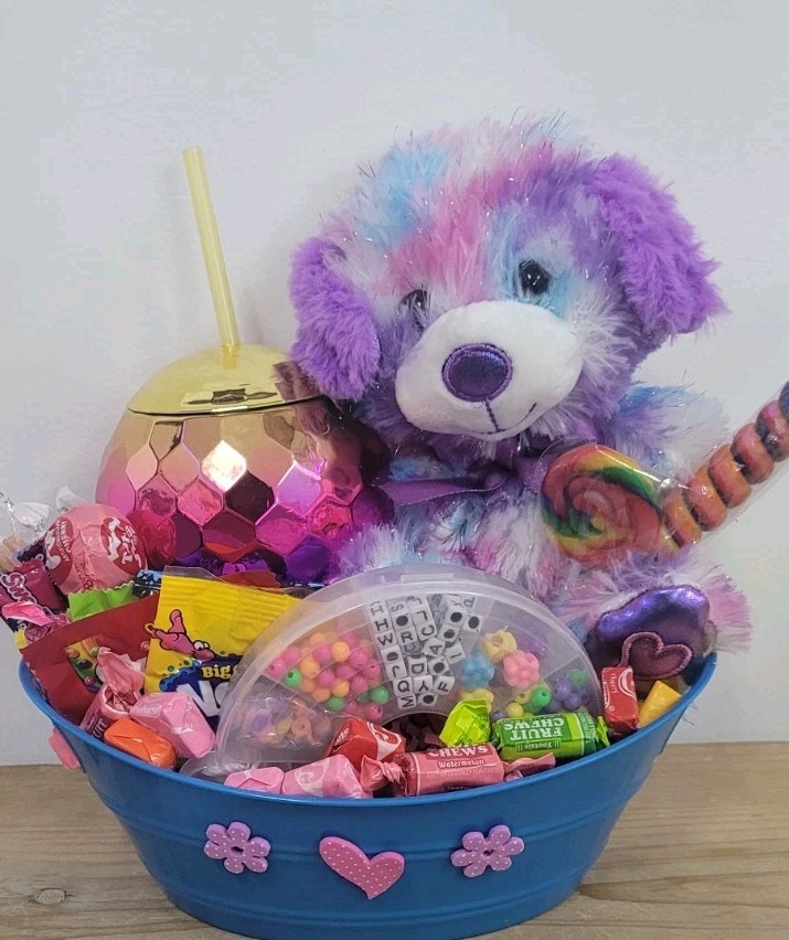Girls Gift Basket with Fun Treats and Toys
