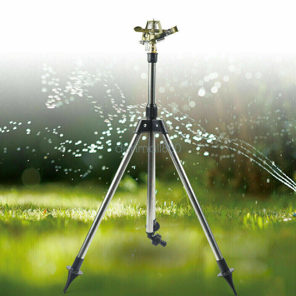 Lawn Tripod Sprinkler Irrigation Equipment Adjustable 360° Spray Watering New