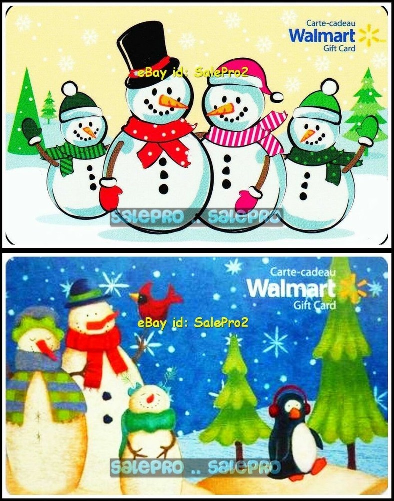 2x WALMART CHRISTMAS SNOWMAN PARTY & HAPPY PENGUIN COLLECTIBLE GIFT CARD LOT