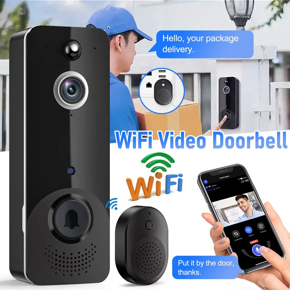 Smart WiFi Video Doorbell with Intercom and Security Chime
