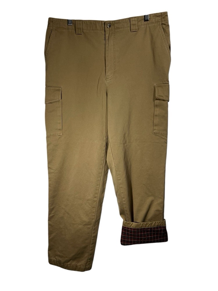 LL Bean Pants Mens 36x30.5” Brown  Fleece Quilted Lined Cargo Workwear Utility