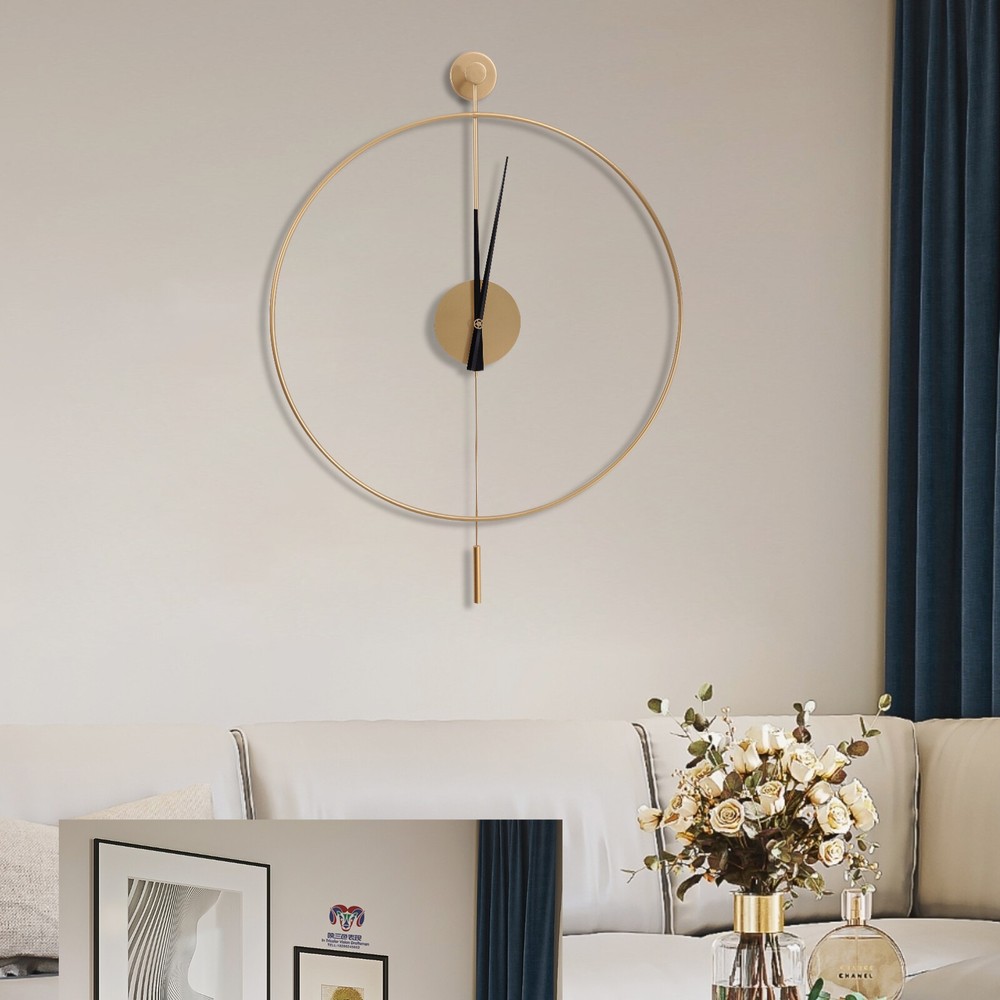 Swing Wall Clock Modern Design Silent Quartz Movement Elegant Living Room Decor