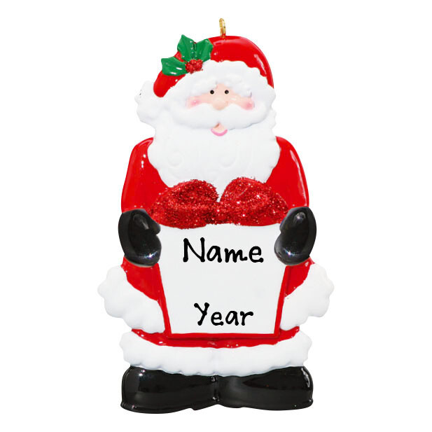 PERSONALIZED Santa Claus with Gift - Child's First Christmas Ornament Keepsake