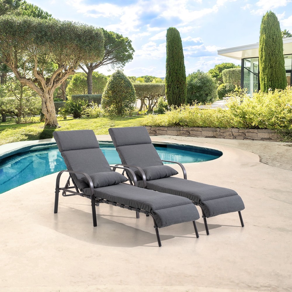 VredHom Adjustable Outdoor Chaise Lounge with Removable Cushion and Sturdy Design