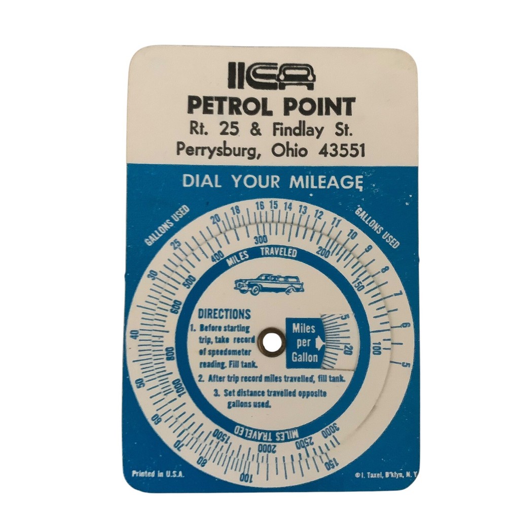Vintage Petrol Point Dial Your Mileage Calculator Perrysburg OH Gas Station