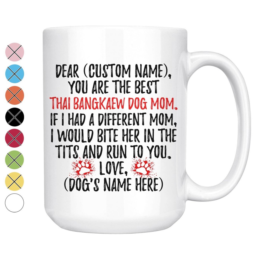 Personalized Thai Bangkaew Dog Mom Coffee Mug, TBD Dog Owner Women Gift
