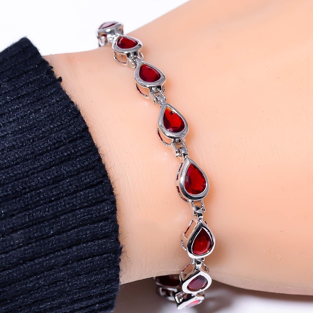 Red Garnet 925 Sterling Silver Tennis Bracelet 7.99