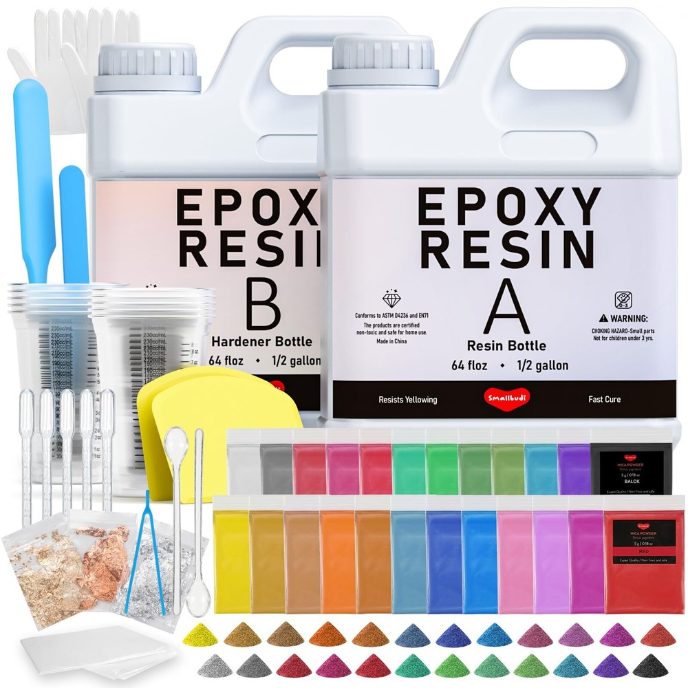 1 Gallon Epoxy Resin Kit with 24 Mica Colors for Jewelry & DIY Crafts