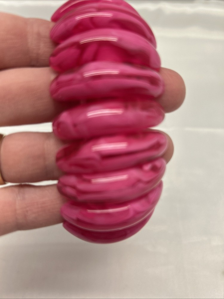 Hot Pink Lucite Stretch Bracelet Very Retro 80's Unbranded