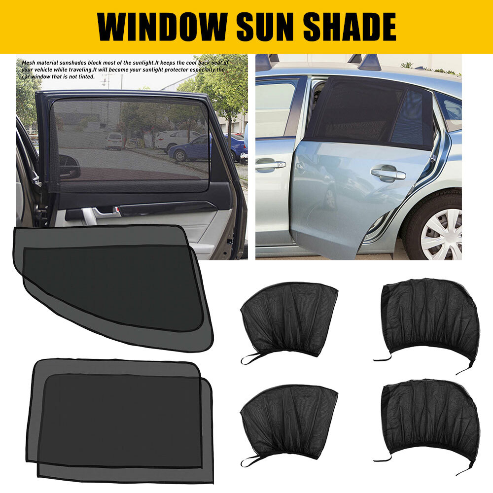 4PCS Car Window Mesh Sunshade Visor for Rear Side Windshield Protection