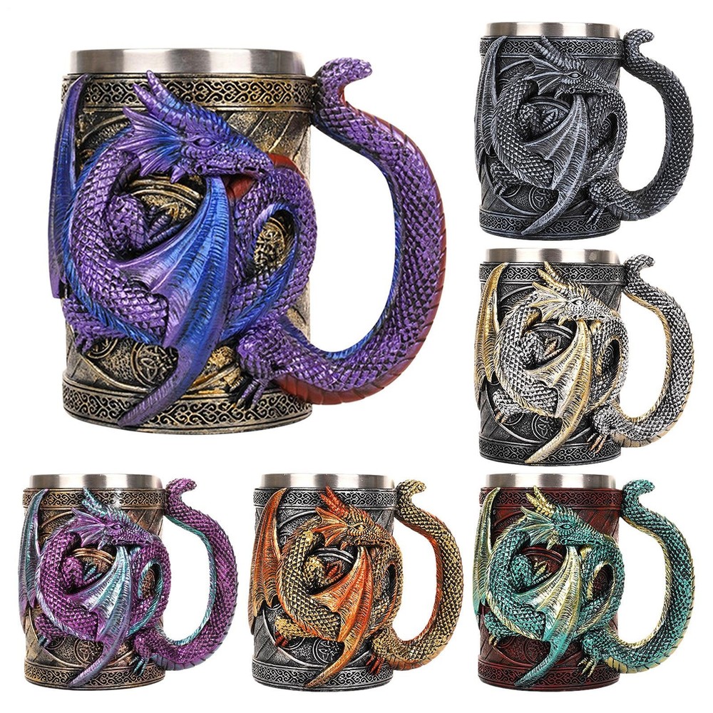 Medieval 3D Dragon Beer Mug Tankard Coffee Wine Glass Gift for Gamers
