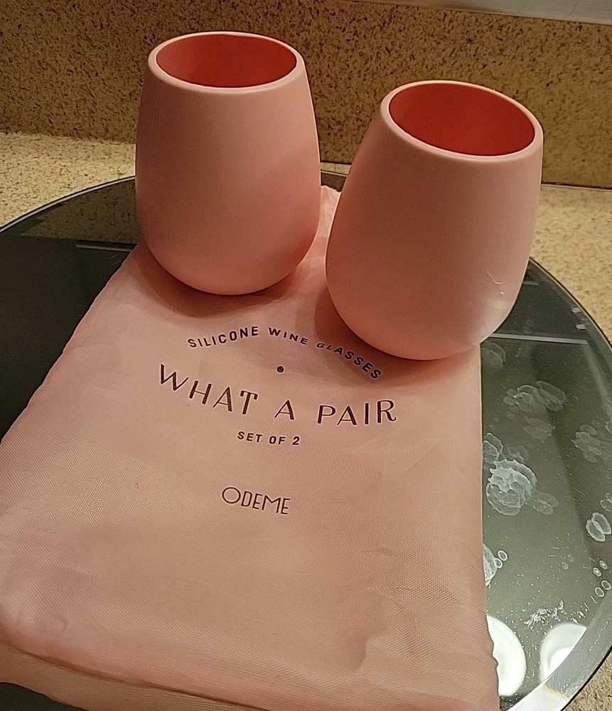 Pink Rose Silicone Wine Glasses Set of 2 by Odeme FabFitFun