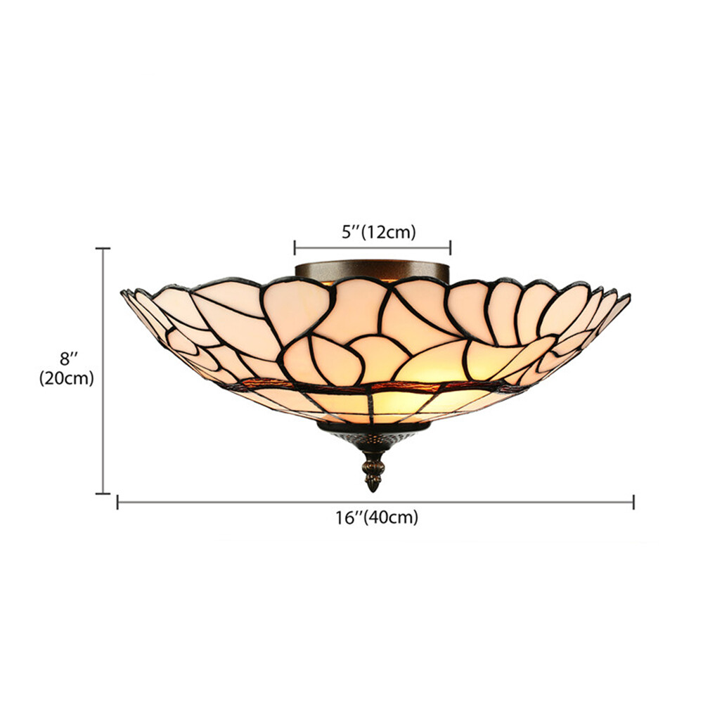 Mediterranean semi flush mount ceiling light with colorful Tiffany-style shade  