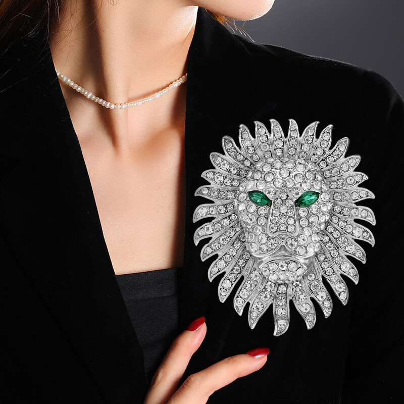 Diamond Lion Brooch For Men And Women's Clothing Accessory Pins Jewelry Gifts