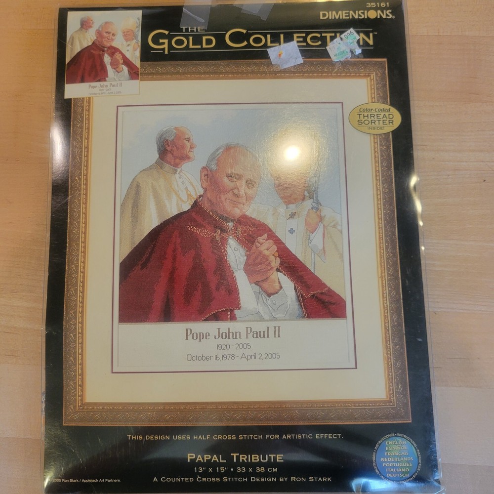 Pope John Paul II Cross Stitch Kit Papal Tribute Dimensions Gold Collection-image