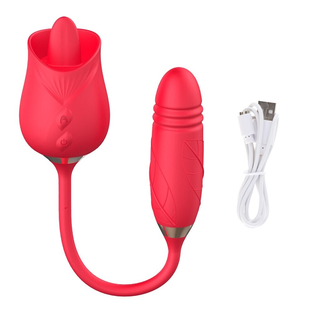 Rose Clit Sucking Vibrator Thrusting G-spot Dildo Massager Sex Toys for Women