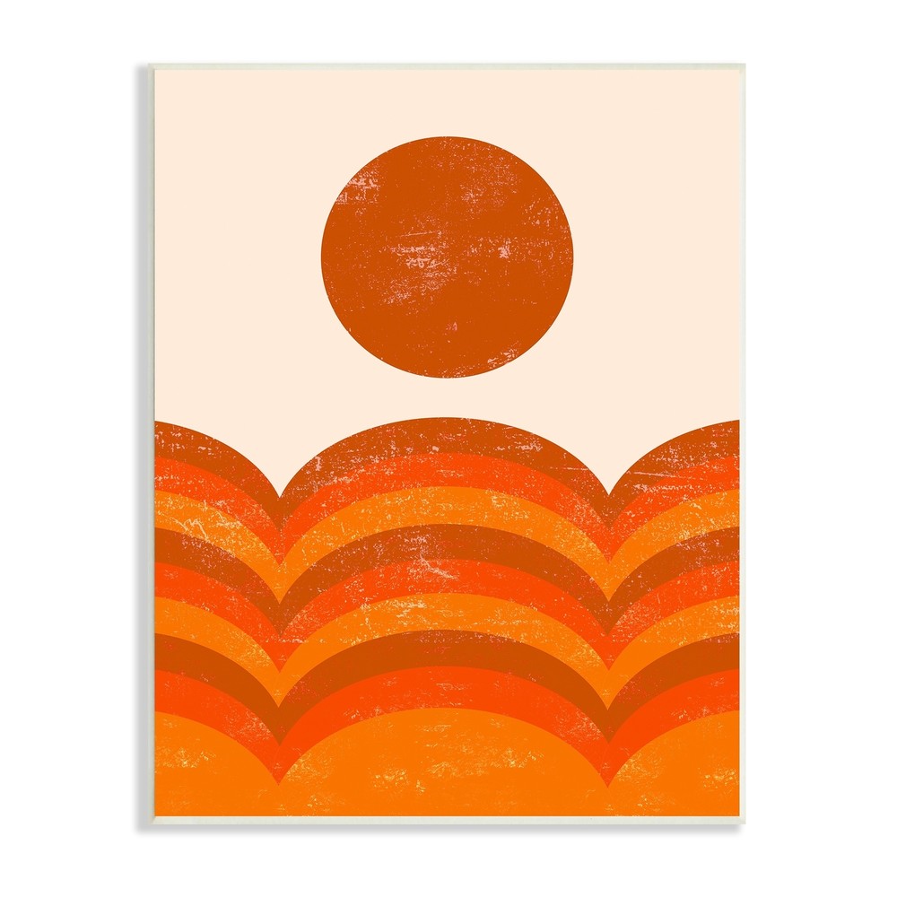 Stupell Warm Summer Sun Landscape Abstract Orange Mountain Orange 13 x 19