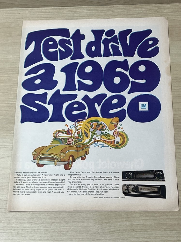 General Motors Delco Car Stereo Radio Vintage Print Ad 1968 Life Magazine