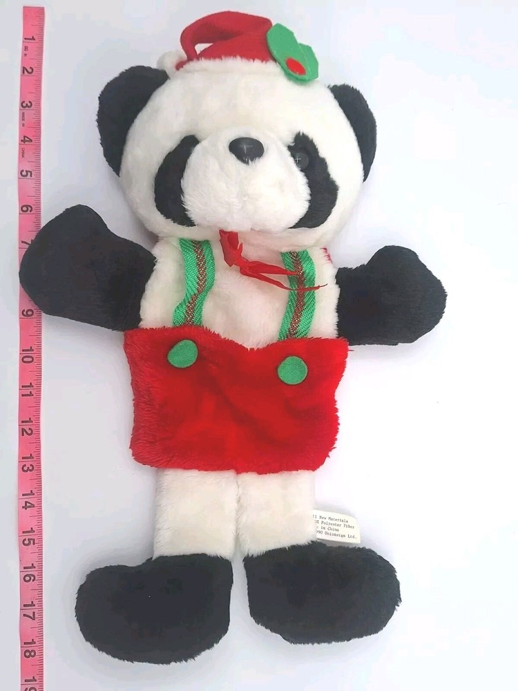 Vtg Unionsign Christmas Stocking Panda Bear Plush Stuffed Animal 1990