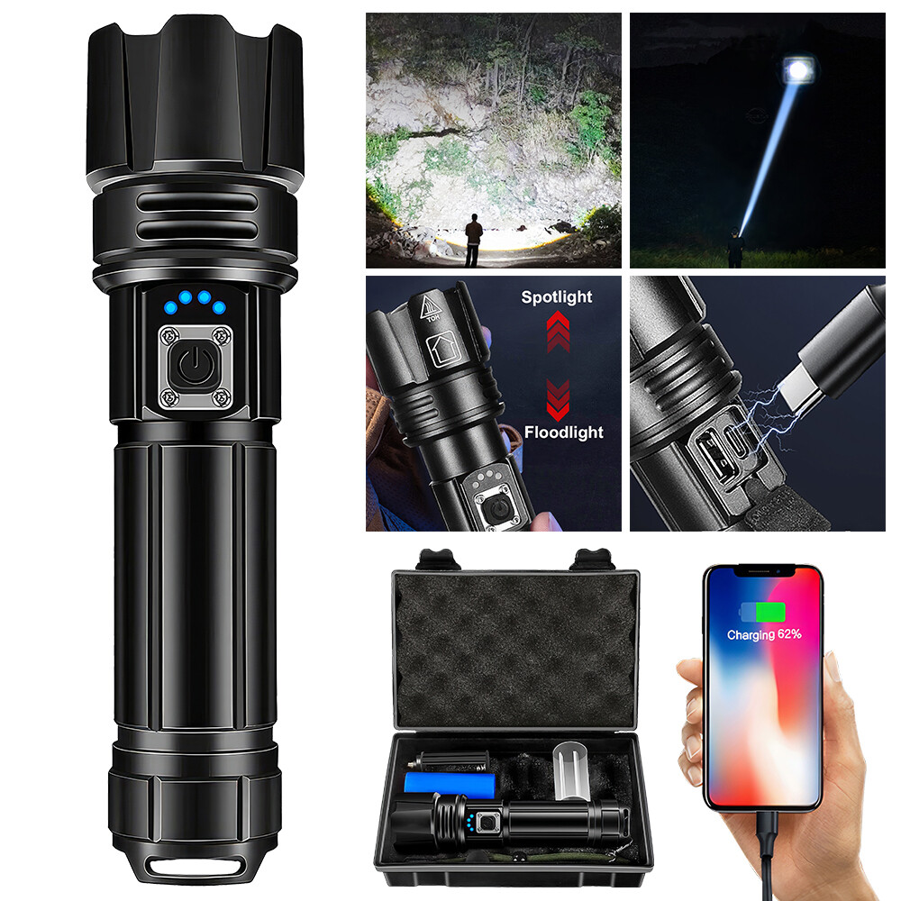 990000LM LED Flashlights 5 Modes, Waterproof, Powerful Tactical Flashlight