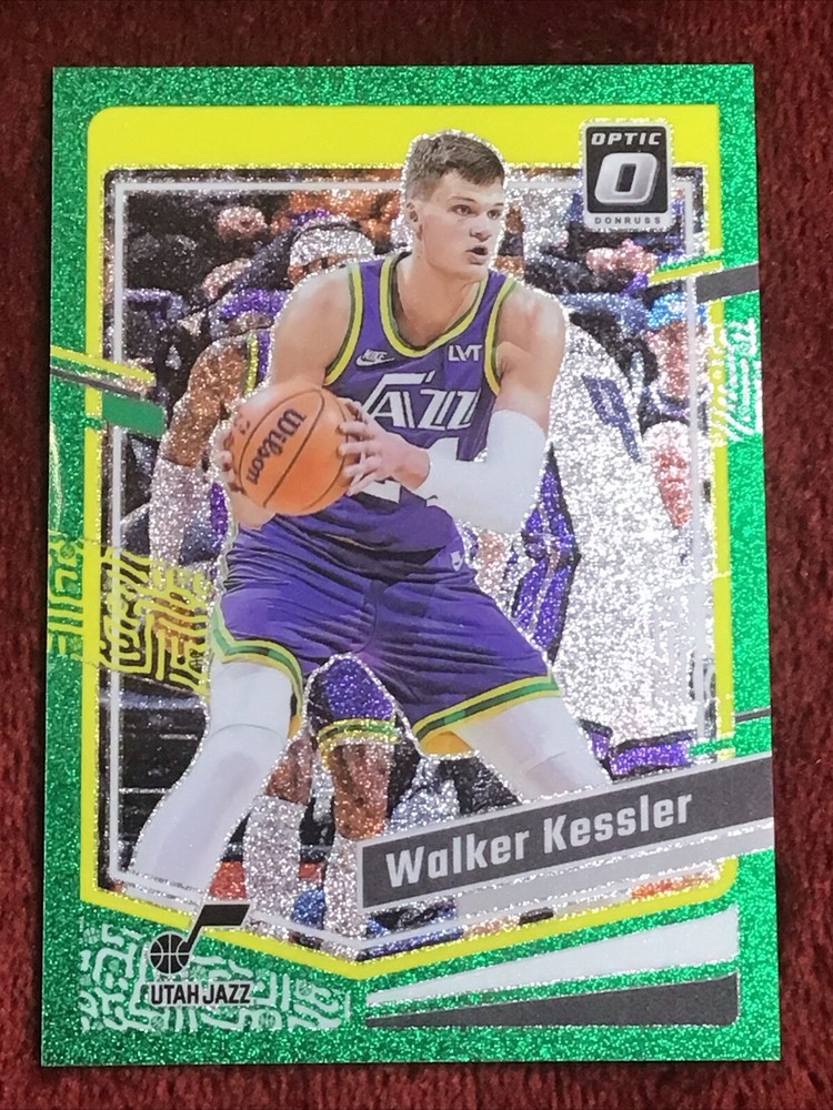 Walker Kessler 2023-24 Panini Donruss Optic Green Glitter Prizm #14/77 Jazz