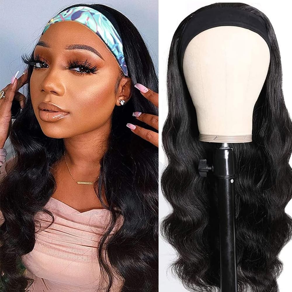 16-Inch Glueless Body Wave Headband Wig Brazilian Human Hair No Lace Front