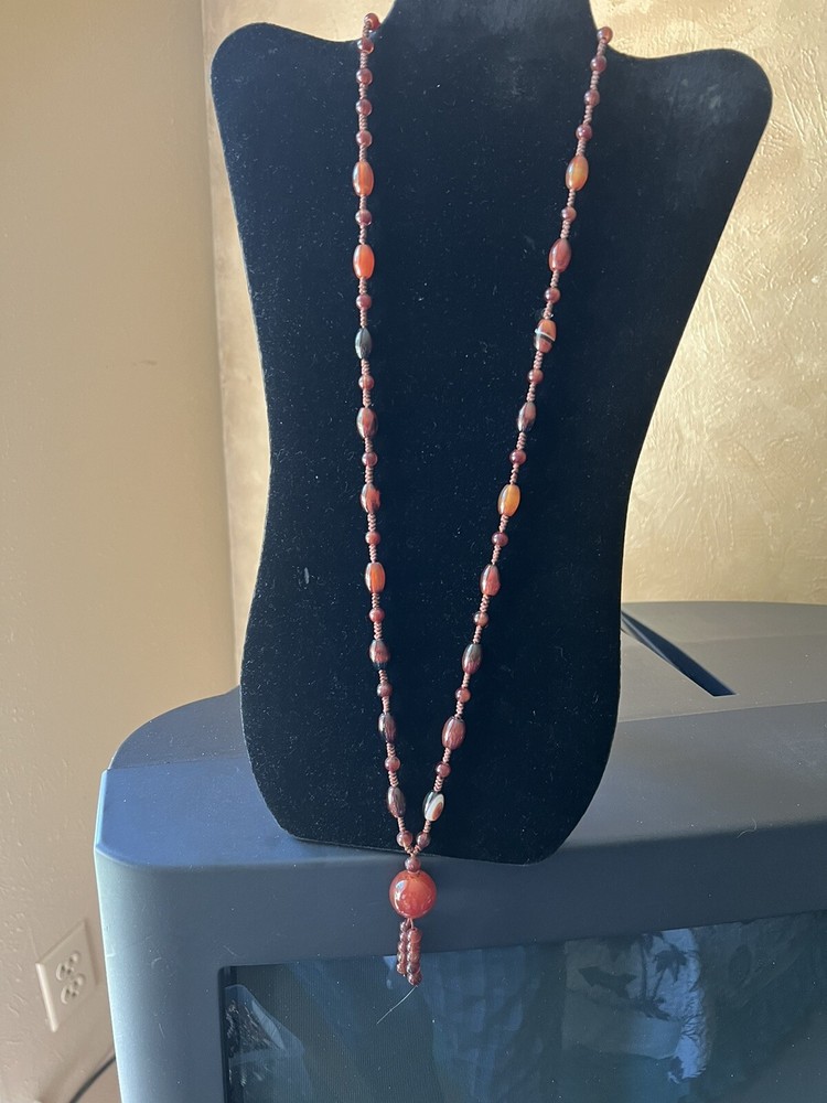Banded Carnelian Agate Necklace Natural Semiprecious Gemstone