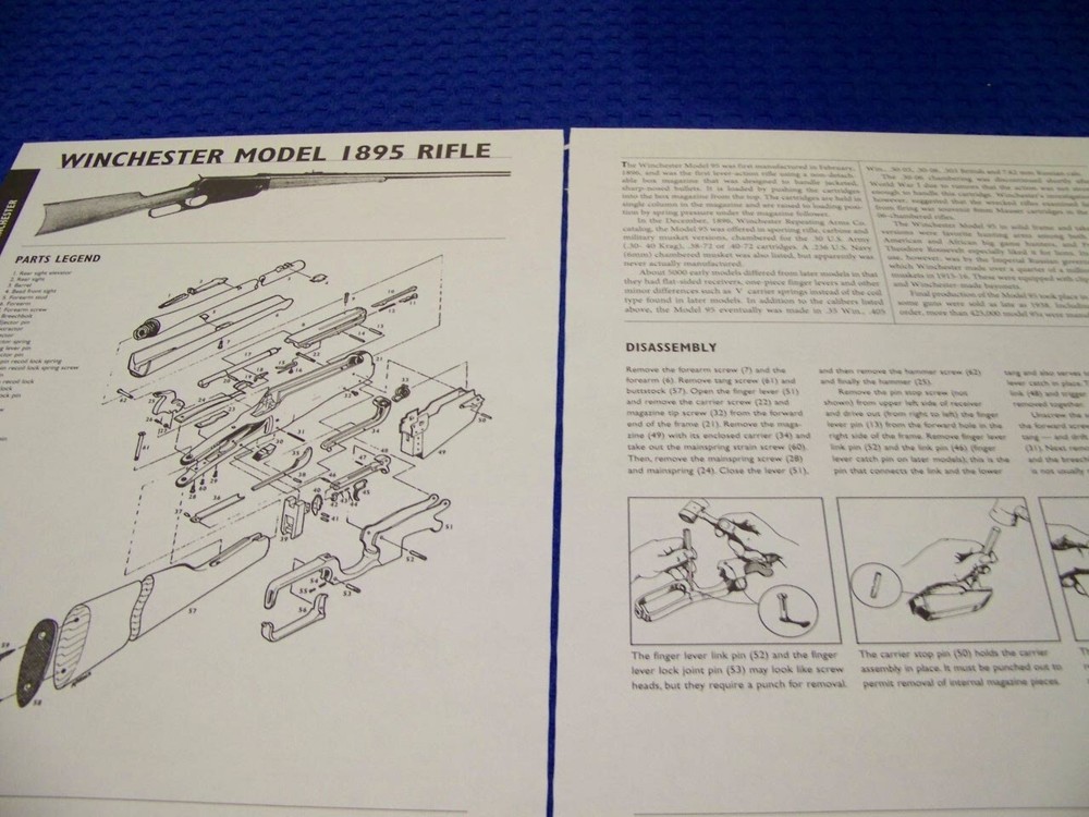 Winchester Model 1895 Rifle Series Legend Exploded View Disassembly 259mm