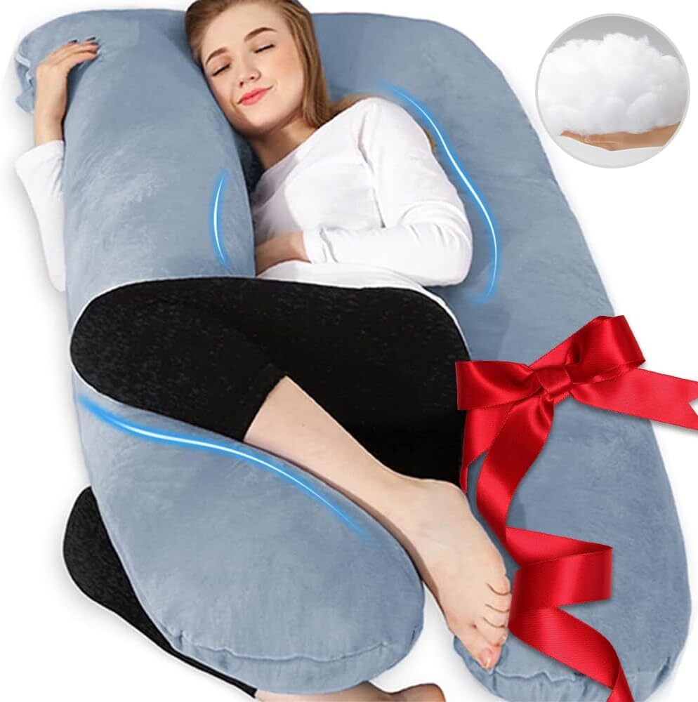 U Shaped Pregnancy Pillow for Moms with Soft Velvet Removable Cover