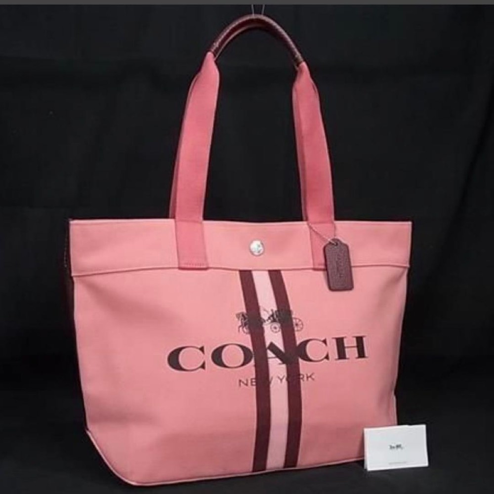 Condition COACH Canvas Leather Tote Bag Pink