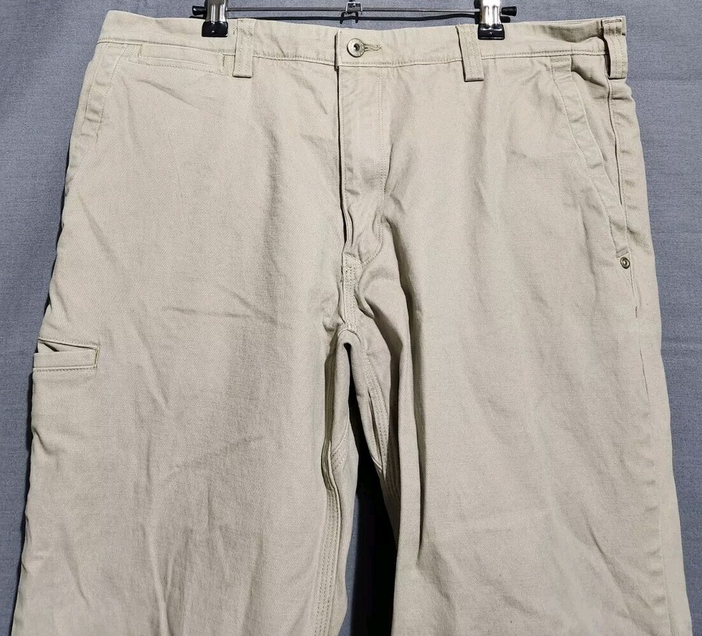Duluth Trading Pants Men 36x32 Flex Ballroom Khaki Slim Fit Chino Stretch Canvas
