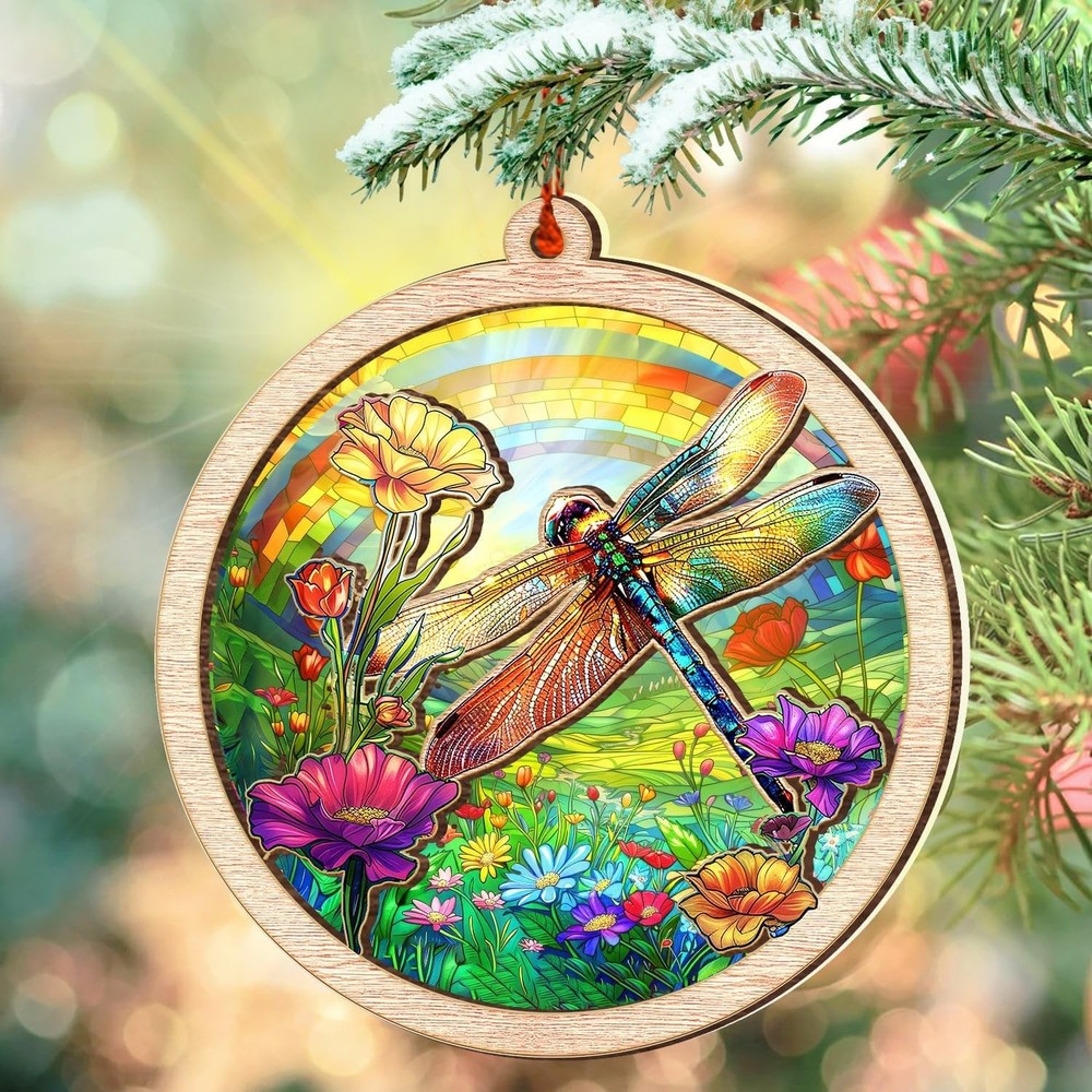 Dragonfly Suncatcher Christmas Tree Ornament - 2024 Holiday Decor Gift